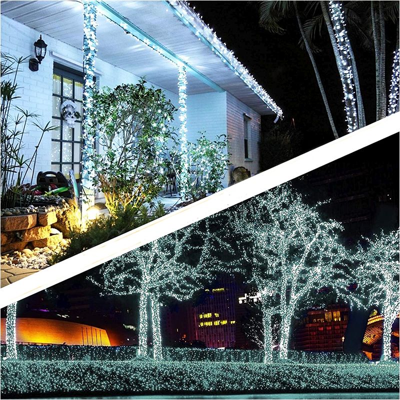 LED Vianočná reťaz 1000 LED  31V studené biele svetlo 103 metrov