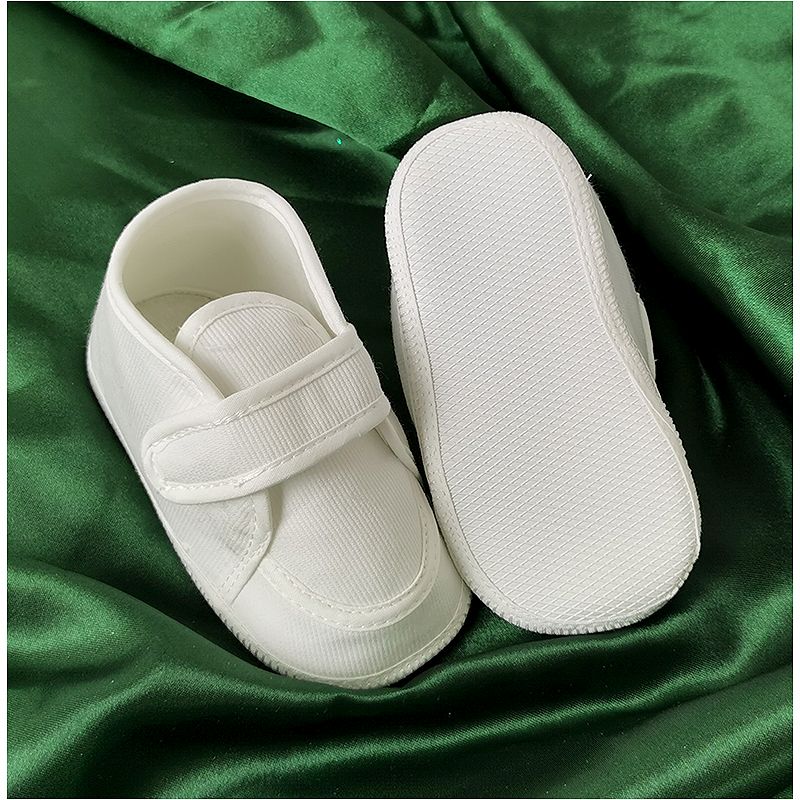 Christopher - Detské topánky - capáčky biele menčestrové č.19 - 12 cm