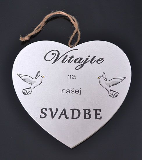 Tabuľka drevená srdce 20cm Svadba