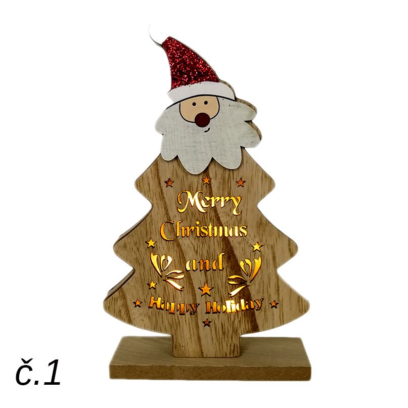 Drevená dekorácia svietiaca Merry Christmas