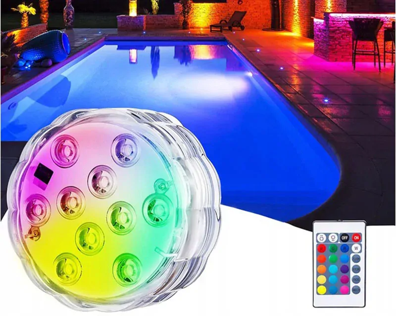 Vodotesná 10LED RGB bazénová lampa s ovládačom