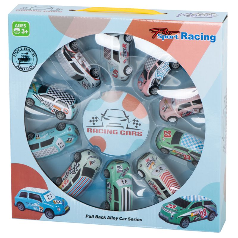10-dielna súprava kovových športových autíčok Pro Sport Racing