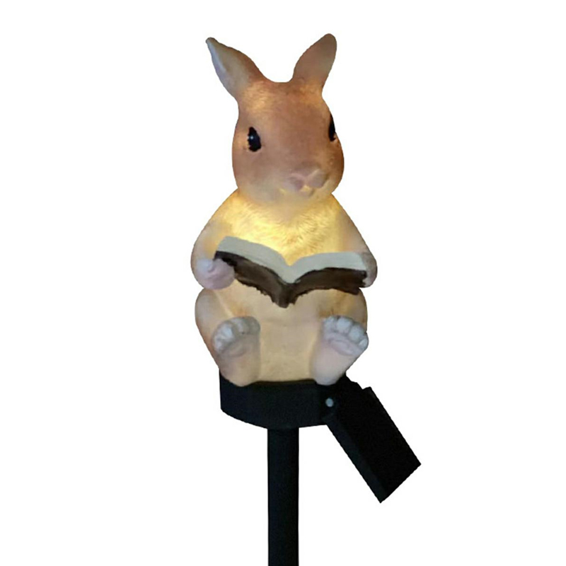 Solárna záhradná lampa - Králik s knihou