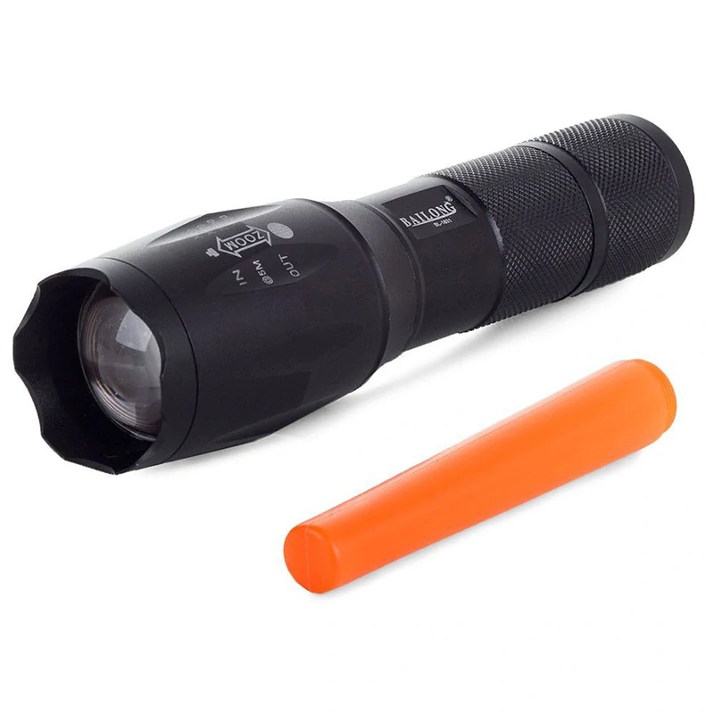 Výkonná LED baterka Bailong XM-L3-U3 so zoomom a signalizačnou nadstavbou
