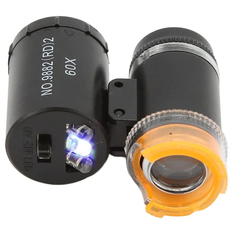 Vreckový mikroskop 60× s LED a UV osvetlením