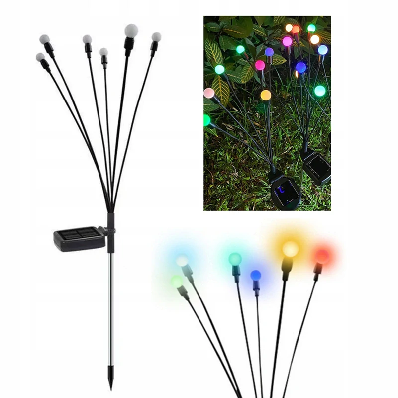 Sada 2ks solárnych záhradných lámp RGB 6LED 70cm so súmrakovým senzorom