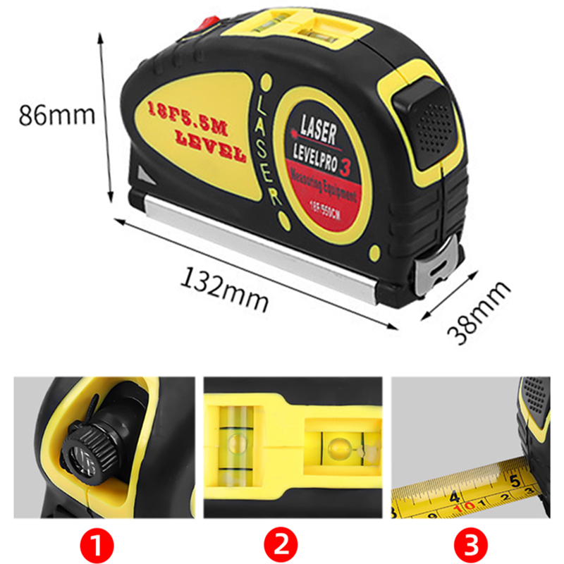 Laser Level Pro 3 s vodováhou a metrom 5,5m