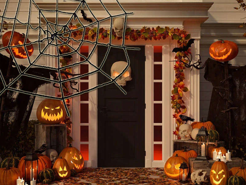 Halloweenska výzdoba - Čierna pavučina 90 × 90 cm