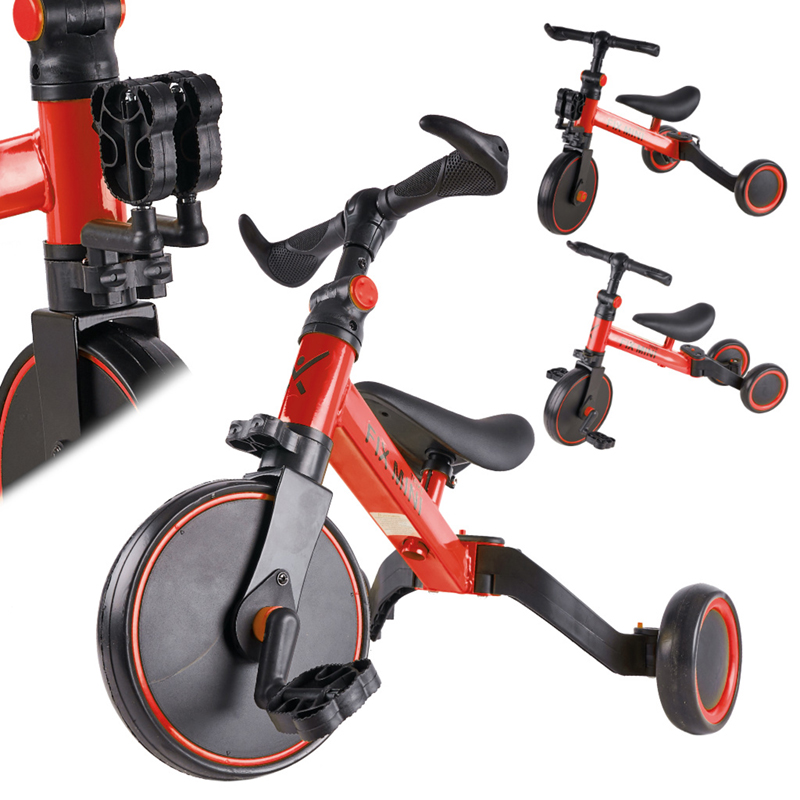 Detská trojkolka s pedálmi Trike Fix Mini 3v1 červená