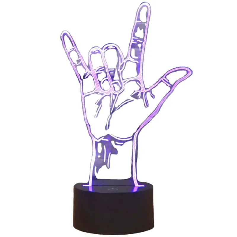 Nočná lampa 3D Ruka s diaľkovým ovládaním