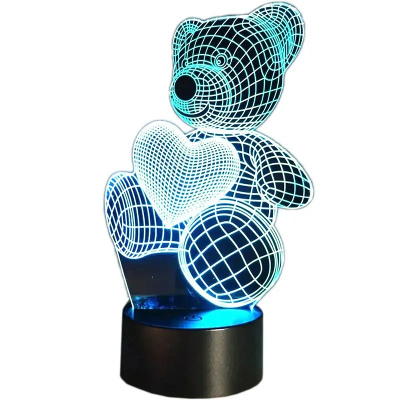 Nočná lampa 3D Medvedík s diaľkovým ovládaním
