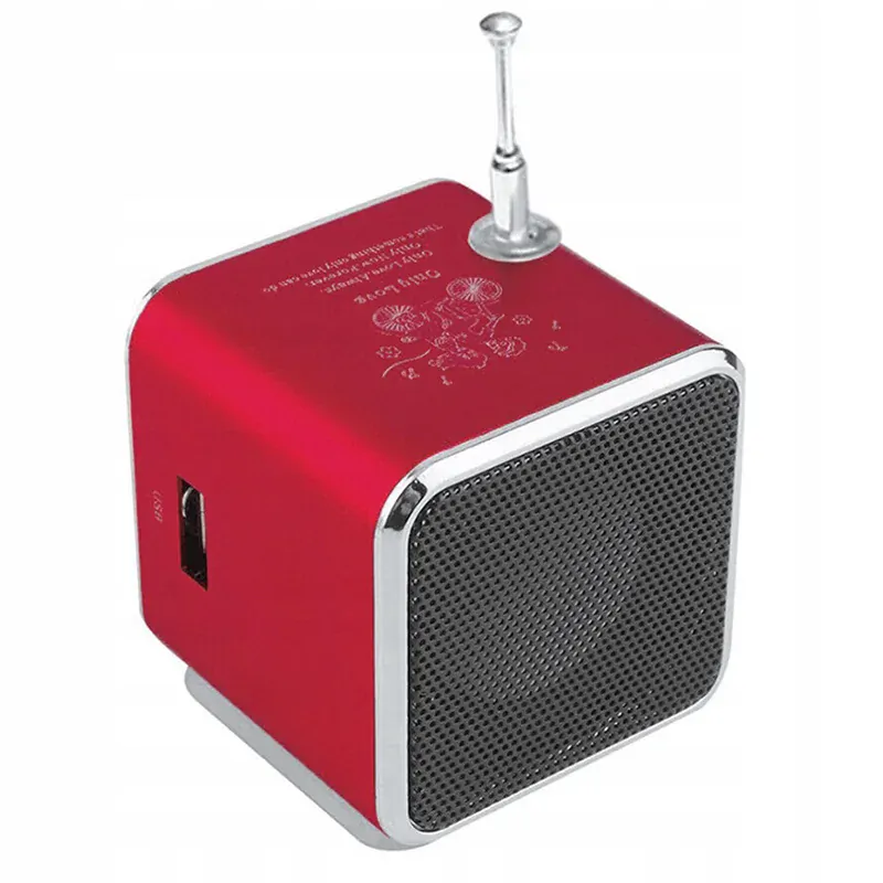 Bezdrôtové prenosné mini FM LED rádio TD-V26 červené