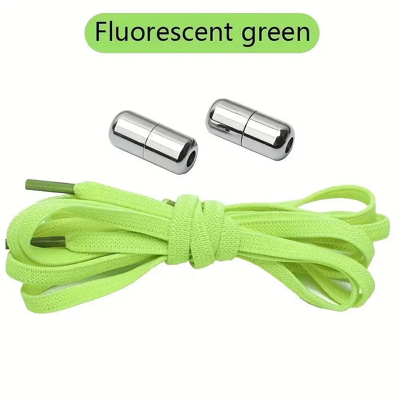 Šnúrky do topánok bez viazania zelené fluorescenčné - 100 cm