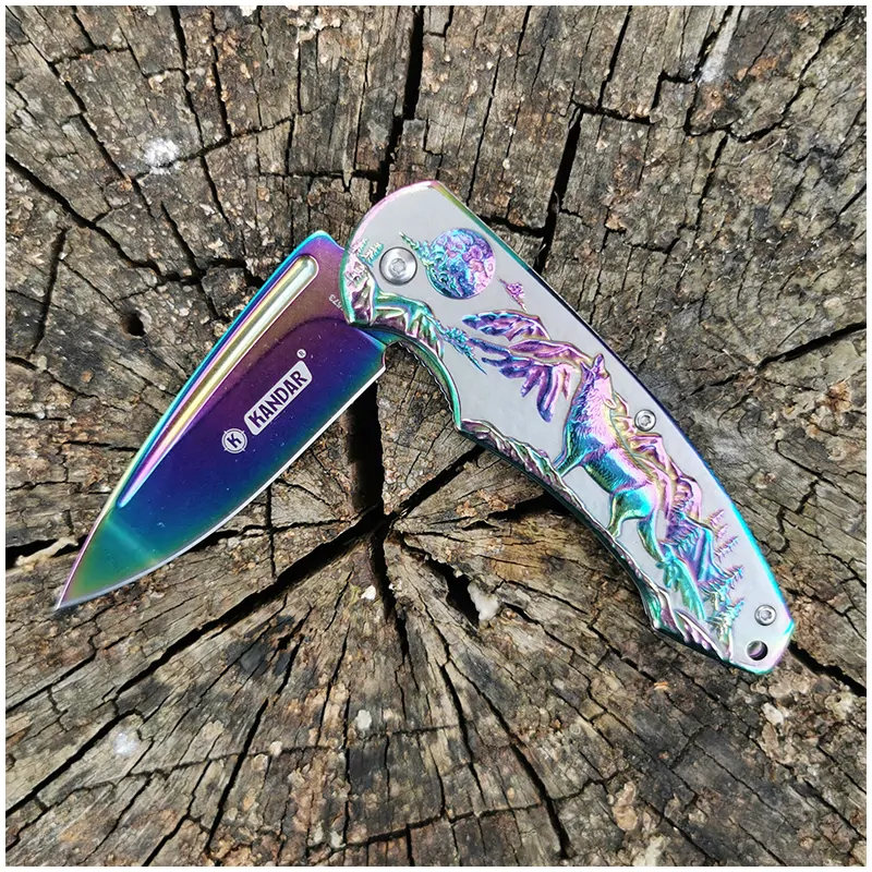Rainbow Wolf - Vreckový nožík kovový 21/9cm