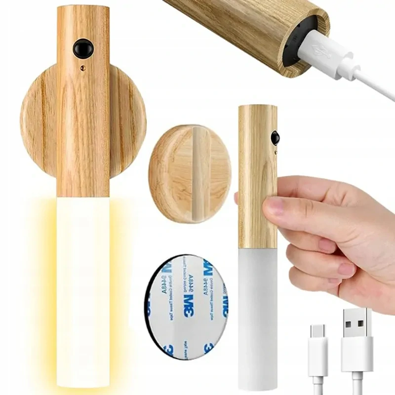 Nástenná LED lampa magnetická s pohybovým senzorom svetlohnedá
