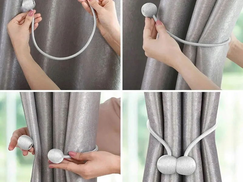 Ozdobná spona na záves 45cm (2ks) biela