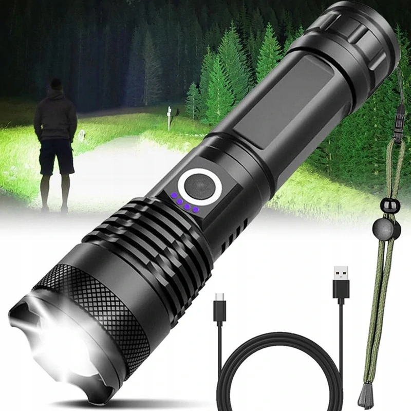 LED baterka XHP90 nabíjateľná s zoomom