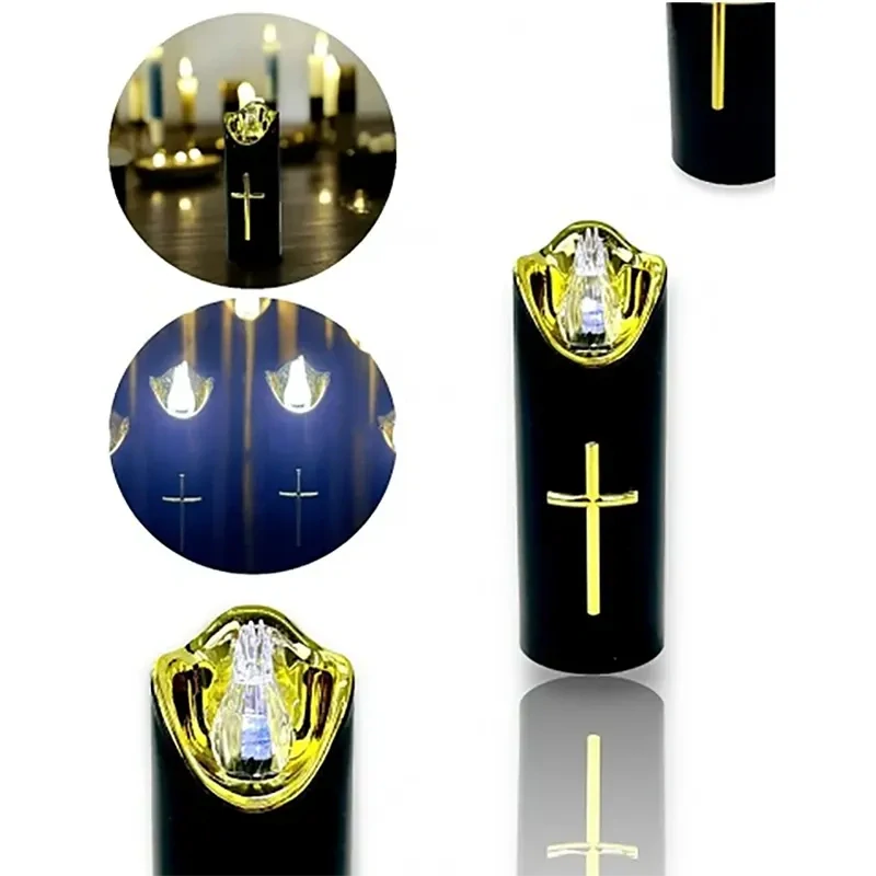 LED Sviečka s krížom na batérie 15 cm