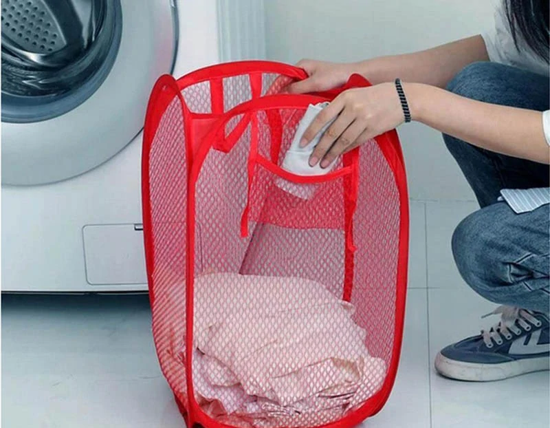 Kôš na prádlo zo sieťoviny 40L červený