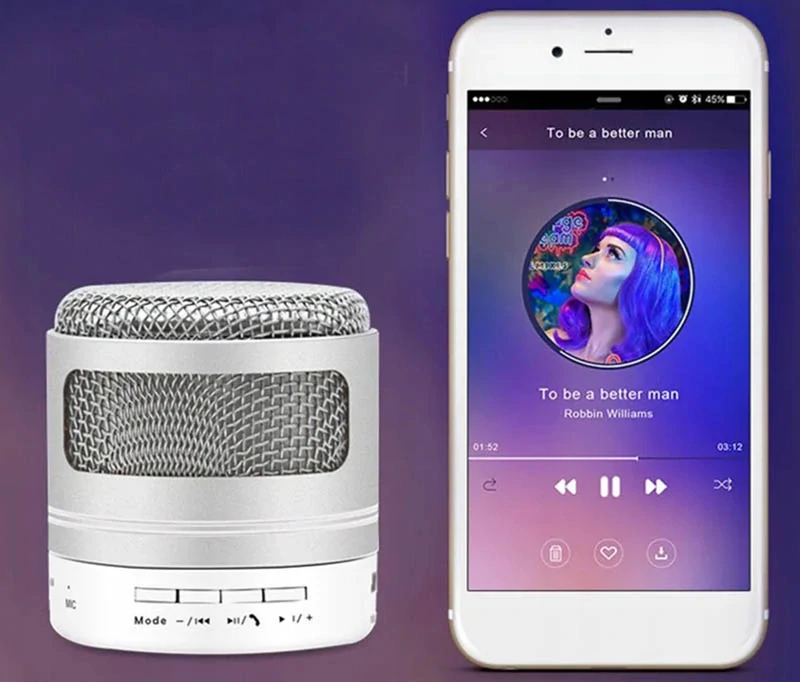 Mini reproduktor Bluetooth strieborný