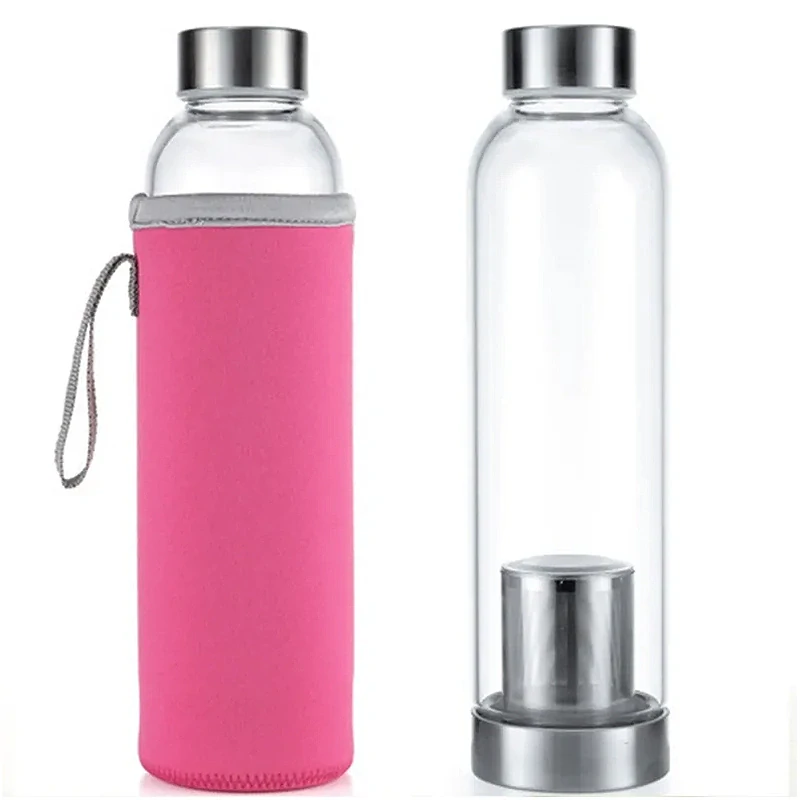 Termo fľaša na nápoje s neoprénovým obalom - termo ochranou 550 ml - ružová