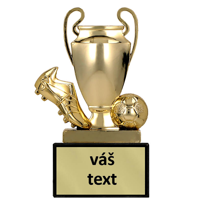 Trofej Futbalová kopačka s loptou a pohárom 10 cm