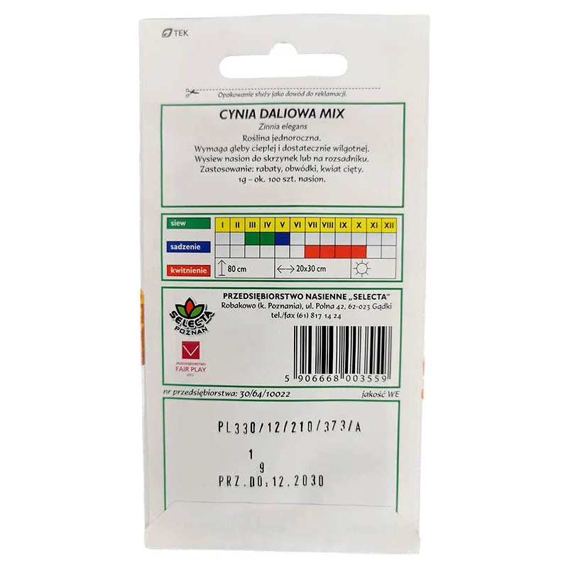 Cínia Dahlia Scarlet: Zinnia elegans - 1g