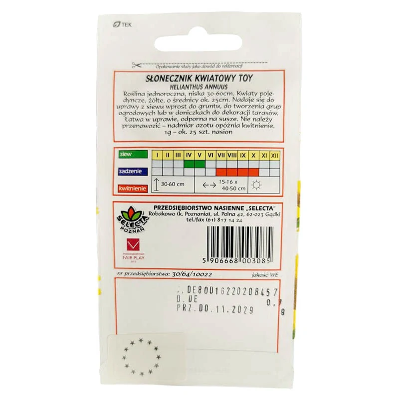 Slnečnica okrasná trpasličia: Helianthus Annuus - 0,7g