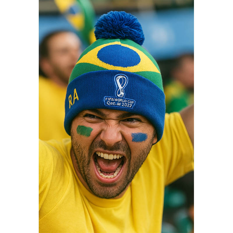 Brasil - Fanúšikovská čiapka FIFA: Športový dizajn s vlajkou krajiny - unisex
