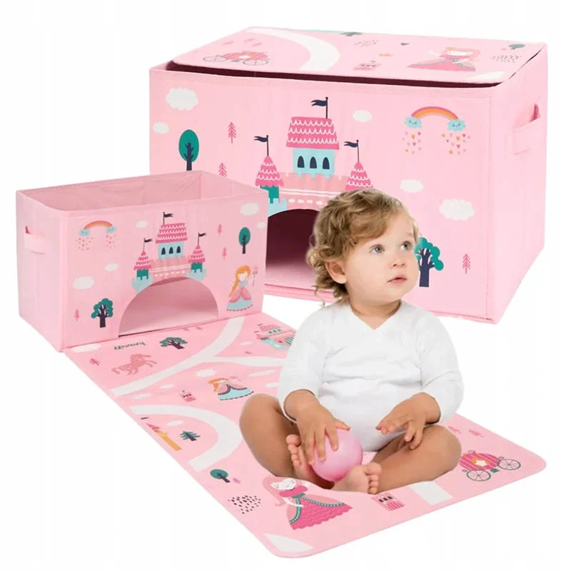Detský úložný box s hracou podložkou 39 × 24 × 97,5 cm – ružový