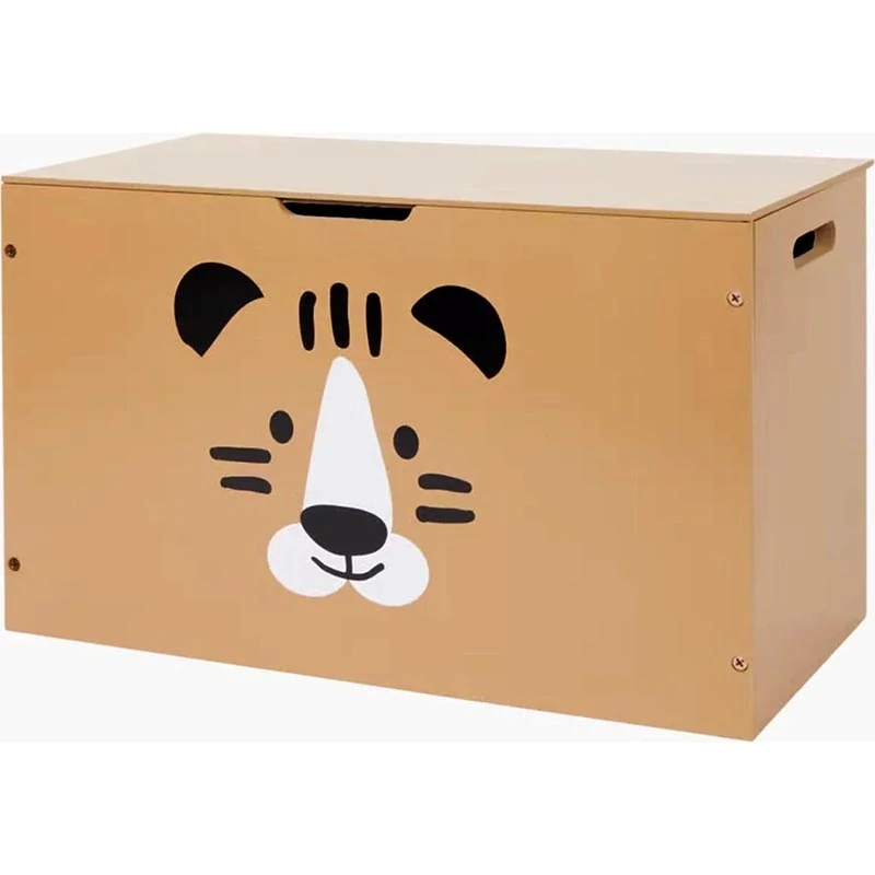 Drevený detský box na hračky s motívom tigra – 46 × 23 × 28 cm