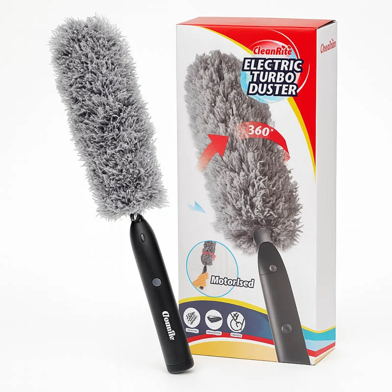 CleanRite Electric Turbo Duster - 360° bezdrôtový elektrický oprašovák: sivý