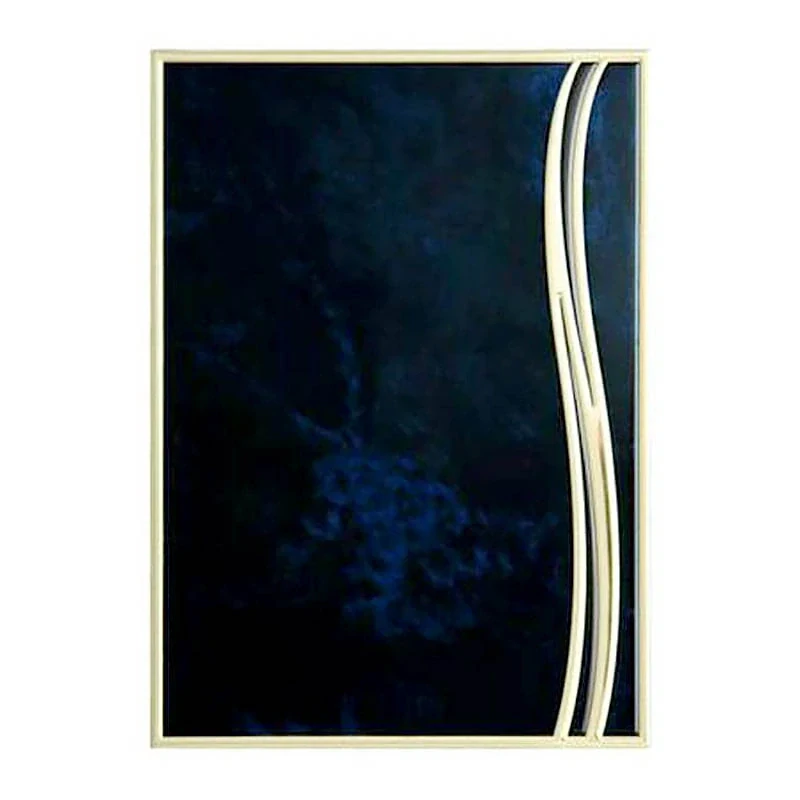 Kovová plaketa modrá na drevenej MDF podložke s gravírovaním 18x13cm 