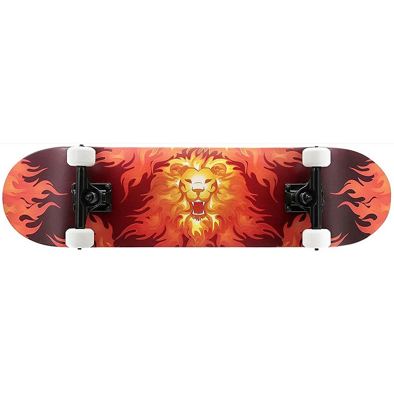 Fire - Skateboard Cozytrix 80 × 20,3 cm – čierny grip, PU kolieska 54 mm: červeno/žltý