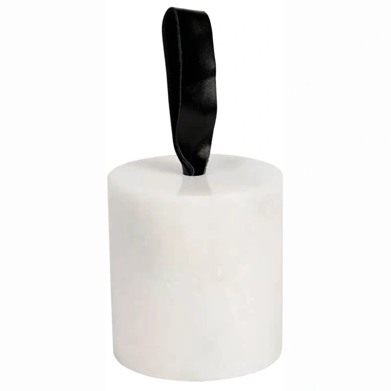 Mramorová zarážka na dvere s úchytom, 8,5 × 8,5 × 9 cm: biela