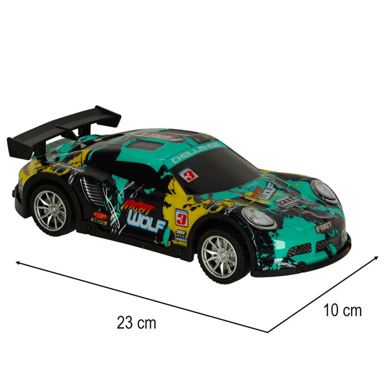 RC športové auto modro-zelené s akumulátorom a svetelnými efektmi