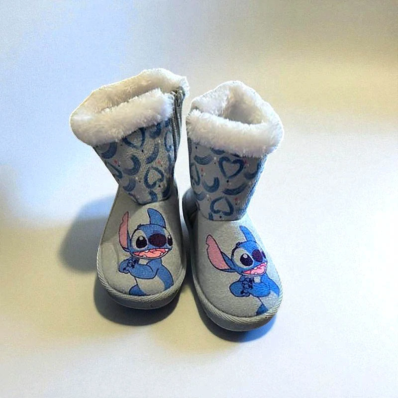 Stitch - Detské topánky s kožušinkou modré