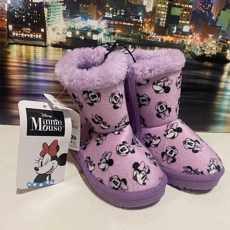 Minnie - Detské topánky s kožušinkou ružové