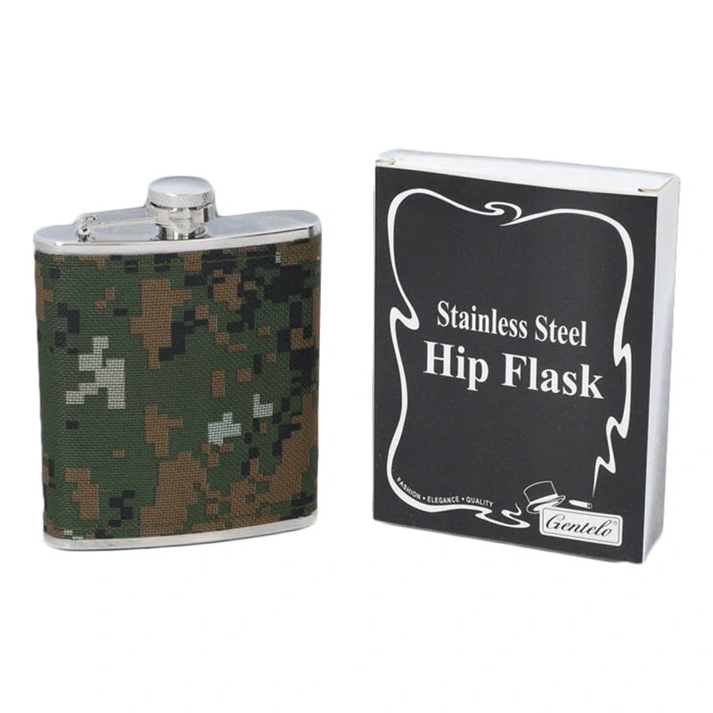 Nerezová ploskačka Army z ekokože 210 ml
