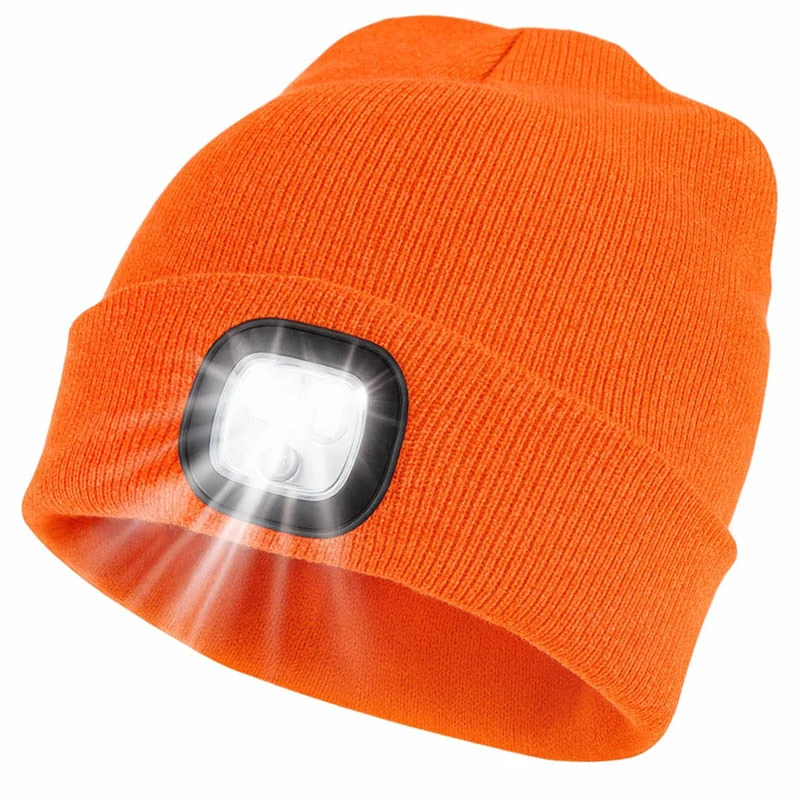 Zimná čiapka s LED svetlom oranžová