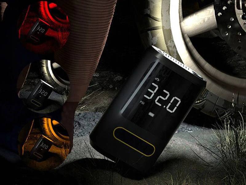 Elektrická LED pumpa ATJ-8466 s kompresorom, manometrom 10 bar