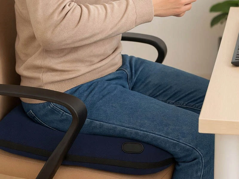 Masážny a vyhrievaný vankúš na sedenie s vibráciami