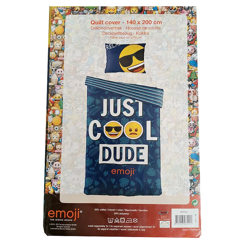Posteľná bielizeň Emoji Just Cool Dude – 140 × 200 cm + 60 × 70 cm, modrá