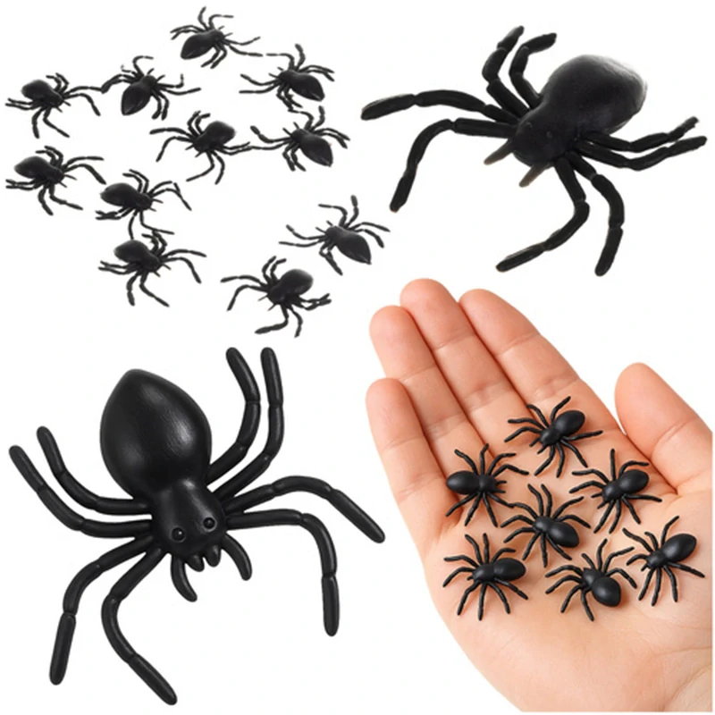 Halloweenska dekorácia Plastové pavúky 10 ks 3 × 3 cm