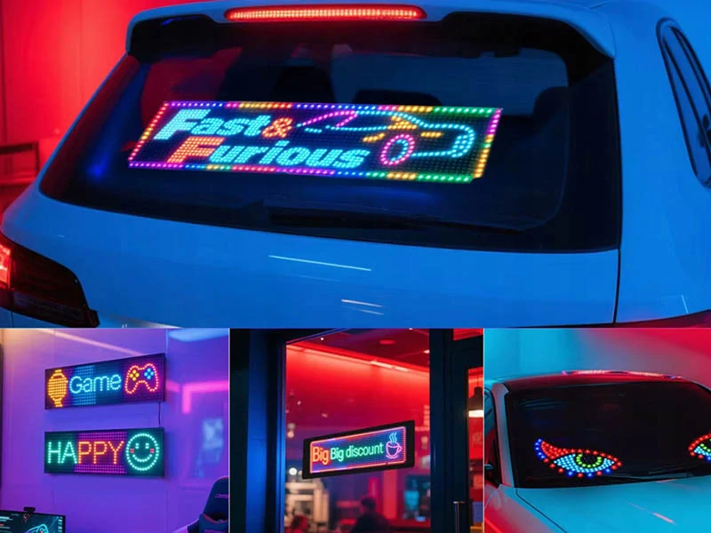 LED panel 16×96 programovateľný na sklo auta