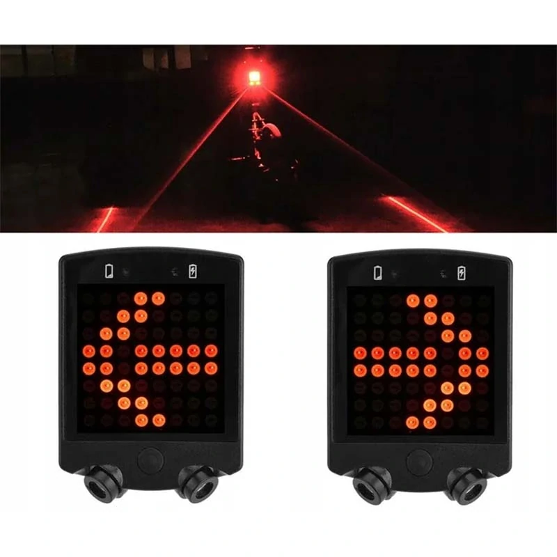 LED smerové svetlo na bicykel s diaľkovým ovládaním a laserovou projekciou