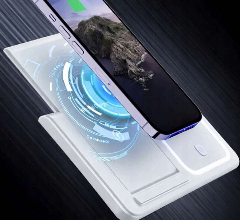 Bezdrôtová nabíjačka 15W 3v1 na mobil, hodinky a slúchadlá biela