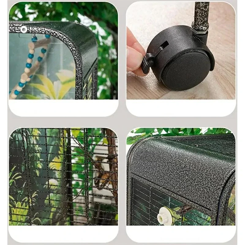 NUXIE® vtáčia klietka pre papagáje 135 cm – veľká voliéra s kolieskami