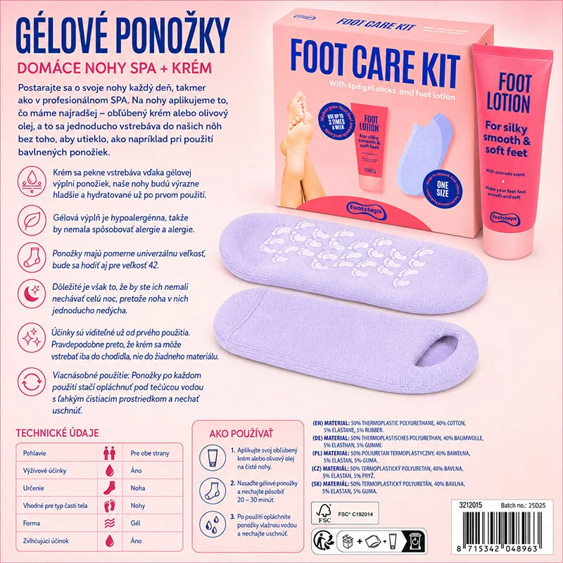 Gélové spa ponožky na hydratáciu chodidiel s krémom