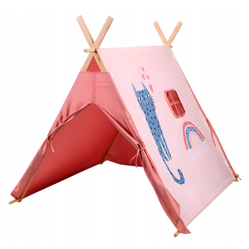 Detský teepee stan ružový 101 × 106 × 106 cm